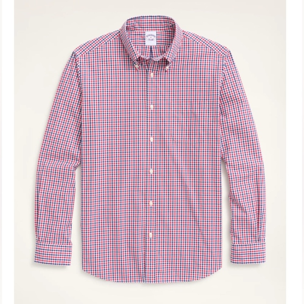 BROOKS BROTHERS Button Down Shirt The Regent Blue Red White Gingham Large